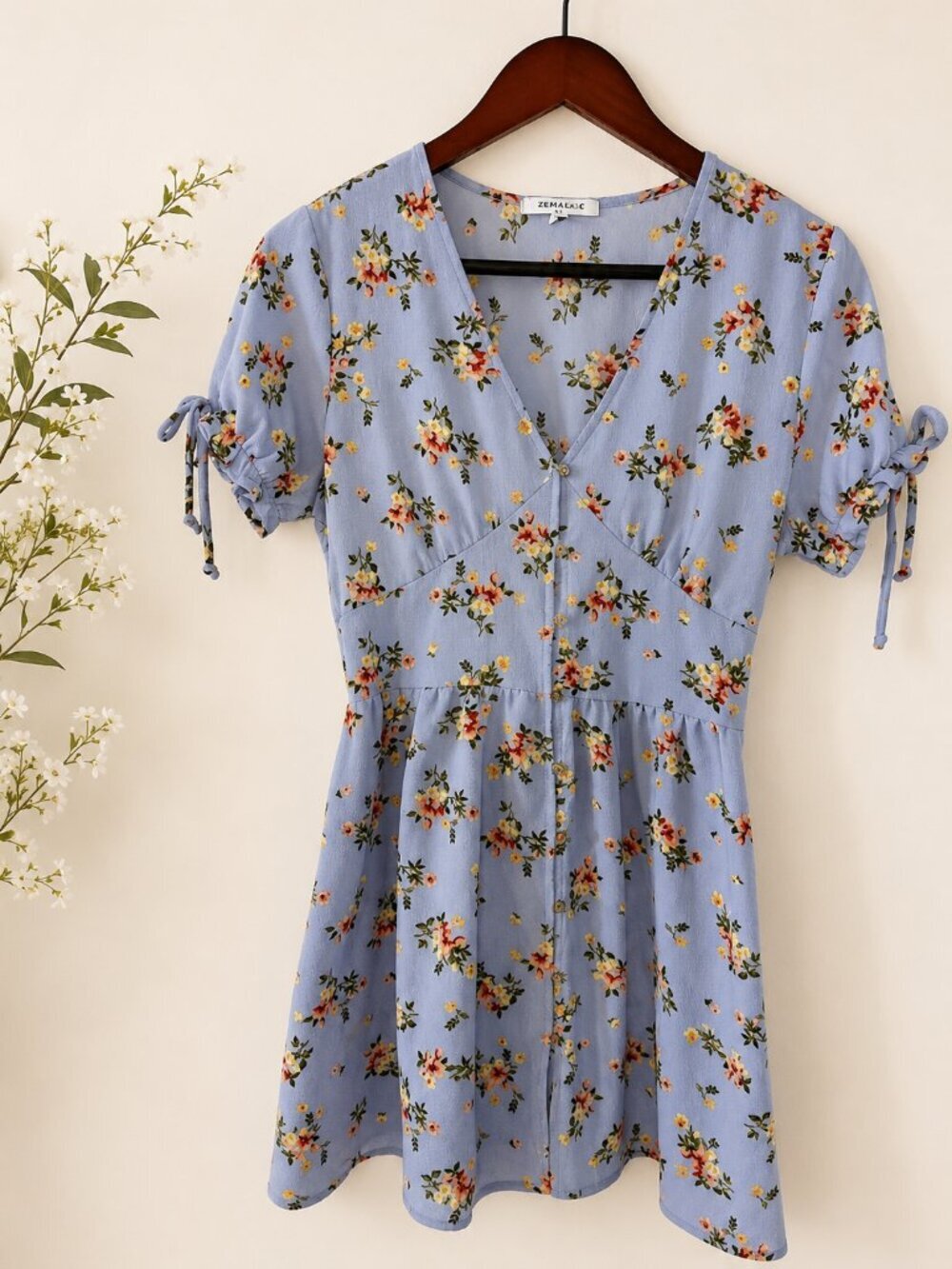 Y2K Floral Babydoll Mini Dress Cottagecore Coquette Puff Sleeve Fit & Flare